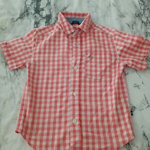 Nautica Boys' Coral Checkered Button Down Shirt